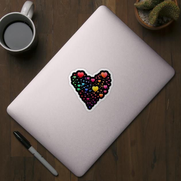 Multicolored Rainbow Heart Bubbles by Art by Deborah Camp